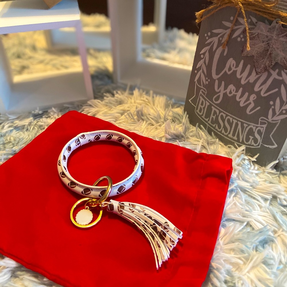 Bangle Keychain with Charm and Tassel